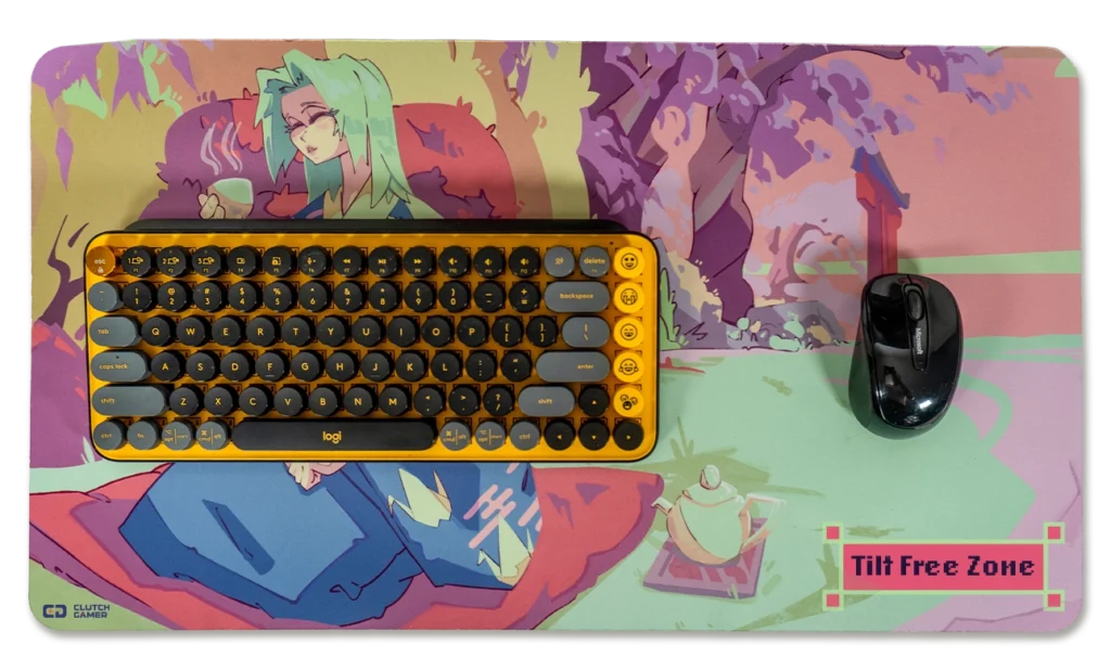 Cherry Blossom Picnic Small Desk Mat frontal shot